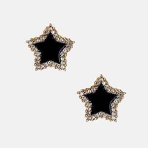 Black Star Crystal Gold-Tone Stud Earrings